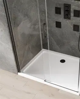 Vane MEXEN/S - Omega sprchovací kút 100x80, transparent, čierna + biela vanička so sifónom 825-100-080-70-00-4010B