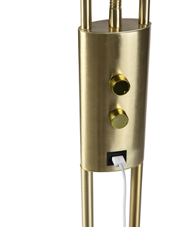 Stojace lampy Stojací lampa zlatá s čítacím ramenom vrátane LED a USB portu - Sevilla