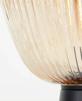 Stolové lampy Brilliant Stolná lampa Kaizen, Ø 25 cm, jantárová farba, sklo
