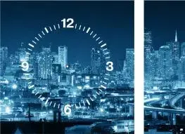 HODINY AKO OBRAZ 3-dielny obraz s hodinami, SAN FRANCISCO Panorama, 30x105cm
