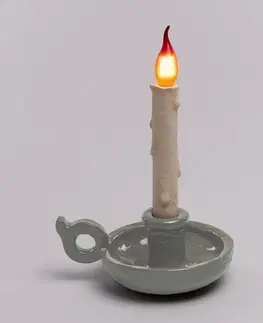 Vnútorné dekoratívne svietidlá SELETTI Stolová LED lampa Grimm Bugia v tvare sviečky sivá