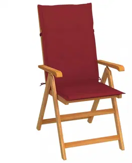 Zahradné stoličky Skladacia záhradná stolička s poduškami teak / látka Dekorhome Vínová