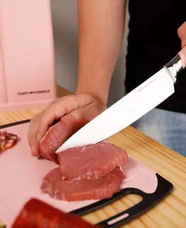 Sady nožov TEMPO-KONDELA KAHON, sada nožov a kuchynského náradia, 10 ks, v stojane, ružová