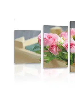 Obrazy zátišie 5-dielny obraz nežná kvetinová kompozícia