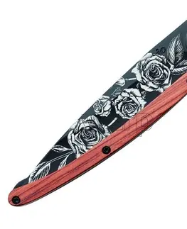 Outdoorové nože Vreckový nôž Deejo 1GB137 Black tattoo 37g, coralwood, roses