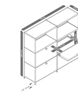 Dressers Kovová komoda »CN3« s premiestniteľnými výklopnými priečinkami, čierna