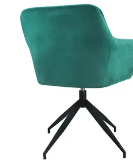 Stoličky Otočná stolička, zelená Velvet látka/čierna, VELEZA NEW