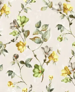 Závesy Záves dekoračný alebo látka, OXY Kvety stromu, žlto-kapustové, 150 cm 150 cm