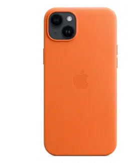 Puzdrá na mobilné telefóny Kožený zadný kryt pre Apple iPhone 14 Plus s MagSafe, oranžová MPPF3ZMA