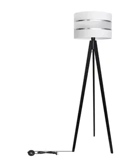 Lampy  Stojacia lampa HELEN 1xE27/60W/230V biela/chróm/borovica 