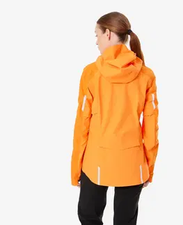 bundy a vesty Dámska nepremokavá bunda EXPL 700 na horskú cyklistiku oranžová