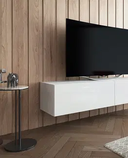TV stolíky CAMA MEBLE Slide 150 tv stolík na stenu biela / biely lesk