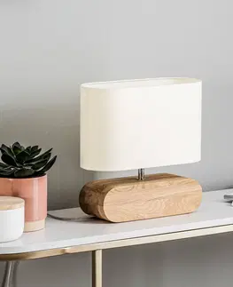 Lampy na nočný stolík Spot-Light Stolová lampa Marinna, dubový podstavec, tienidlo ecru