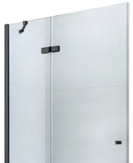 Sprchovacie kúty MEXEN - ROMA krídlové dvere 100x190 cm 6mm, čierne, transparent so stenovým profilom 854-100-000-70-00