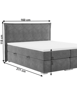Postele KONDELA Megan čalúnená manželská posteľ s matracom sivá