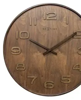 Hodiny Dizajnové nástenné hodiny 3096br Nextime Wood Medium 35cm