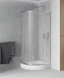 Vane MEXEN/S - Rio štvrťkruhový sprchovací kút 70 x 70, dekor, chróm + vanička Rio 863-070-070-01-30-4710