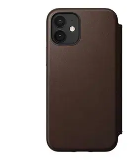 Puzdrá na mobilné telefóny Púzdro Nomad Folio Leather kožené flipové puzdro iPhone 12 mini - hnedé NM21eR0H00