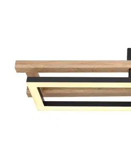 Stropné svietidlá Globo Stropné LED svetlo Illa drevený dizajn dĺžka 69 cm
