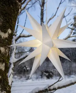 Vianočné svetelné hviezdy STAR TRADING LED hviezda Alice do exteriéru IP44 batéria, biela