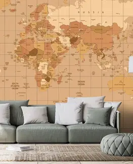 Samolepiace tapety Samolepiaca tapeta mapa sveta v béžovom odtieni
