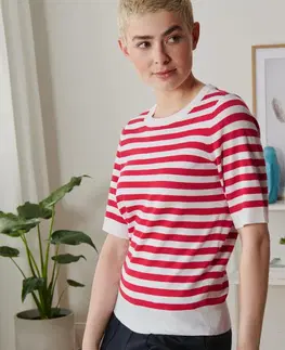 Shirts & Tops Pulóver z jemnej pleteniny, červeno-biele prúžky