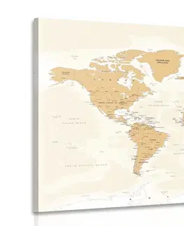 Obrazy mapy Obraz mapa sveta s vintage nádychom