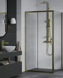 Sprchovacie kúty MEXEN/S - Apia sprchovací kút obdĺžnik 105x100, transparent, zlatá 840-105-100-50-00