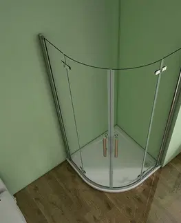 Sprchovacie kúty H K - Štvrťkruhový sprchovací kút MELODY S4 80 cm s dvojkrídlovými dverami vrátane sprchovej vaničky z liateho mramoru SE-MELODYS480 / THOR-80Q