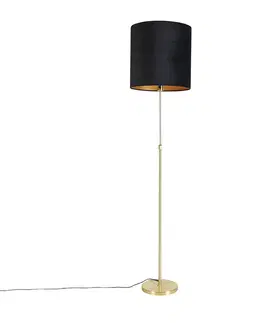 Stojace lampy Stojacia lampa zlatá / mosadz s čiernym velúrovým odtieňom 40/40 cm - Parte