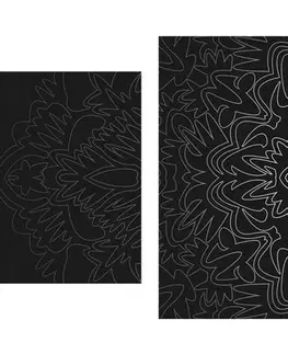 Obrazy Feng Shui 5-dielny obraz ornamentálna Mandala v čiernobielom prevedení