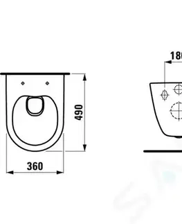 Záchody Laufen - Pro Závesné WC Compact, 490x360 mm, Rimless, s LCC, biela H8209654000001