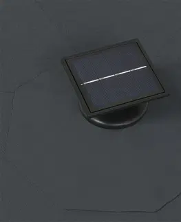 Slnečníky Nástenný slnečník s LED svetlami Ø 300 cm látka/kov Dekorhome Červená