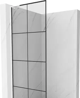 Sprchové dvere MEXEN/S - Kioto L Sprchová zástena WALK-IN 90 x 200, čierny vzor, biela 800-090-103-20-77