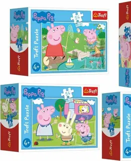 Hračky puzzle TREFL - Mini puzzle 54 dielikov Šťastný deň Prasiatka Peppy/Peppa Pig, 4 druhy