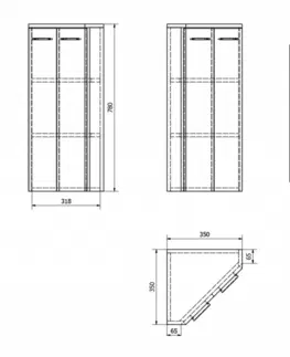 Kúpeľňa AQUALINE - ZOJA/KERAMIA FRESH skrinka rohová 35x78x35cm, biela 50321