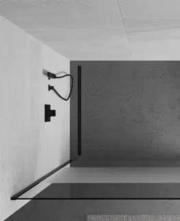 Sprchové dvere MEXEN/S - KIOTO Sprchová zástena WALK-IN 110x200 cm 8 mm, čierna, Transparent/matné sklo 800-110-101-70-35