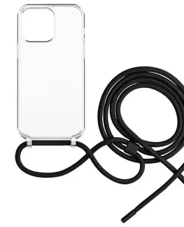 Puzdrá na mobilné telefóny Zadný kryt FIXED Pure Neck so šnúrkou na krk pre Apple iPhone 14, čierna FIXPUN-928-BK