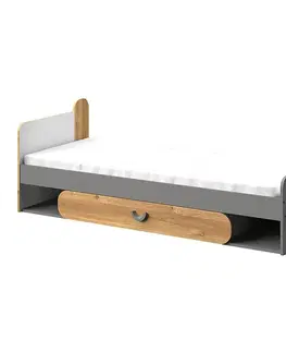 Jednolôžkové postele Posteľ Carini CA11 biela/svetlá grafitová