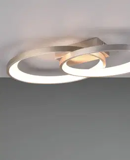 Stropné svietidlá Reality Leuchten Stropné LED svetlo Malaga s 2 kruhmi niklová matná
