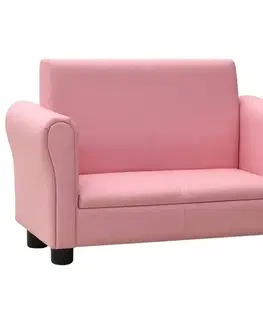 Pohovky a kreslá Detská sedačka s podnožkou umelá koža Dekorhome Svetlo ružová