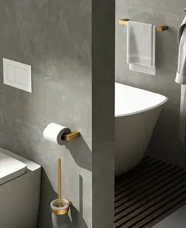 Kúpeľňový nábytok GEDY PI214587 Pirenei držiak uterákov 45 x 6,6 cm, zlatá
