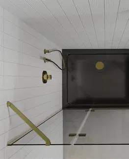 Vane MEXEN/S - Roma sprchovací kút 100x90, transparent, zlatá + čierna vanička so sifónom 854-100-090-50-00-4070G