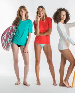 surf Dámske tričko s ochranou proti UV s krátkym rukávom na surf tyrkysové