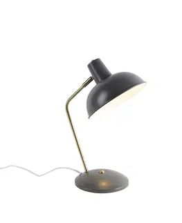 Stolove lampy Retro stolová lampa sivá s bronzom - Milou