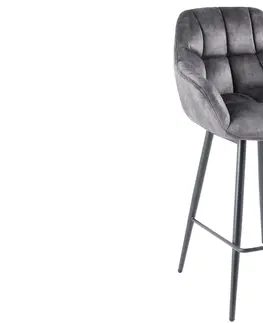 Barové stoličky LuxD Dizajnová barová otočná stolička Vallerina sivý zamat