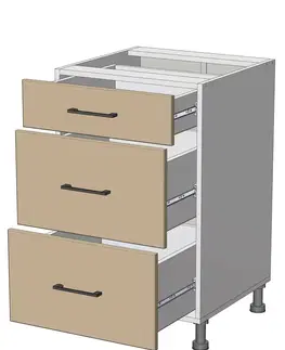 Kuchynské skrinky dolná skrinka so zásuvkami š.50, v.82, Modena LD12S5082, grafit / biely mat