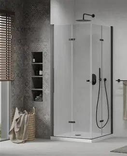 Vane MEXEN/S - Lima Duo sprchovací kút 70x70, transparent, čierna + vanička so sifónom 856-070-070-70-02-4010B