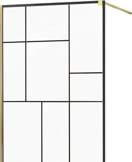 Sprchové dvere MEXEN/S - KIOTO Sprchová zástena WALK-IN 110x200 cm 8 mm, zlatá, čierny vzor 2 800-110-101-50-78