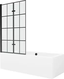 Sprchové dvere MEXEN/S - Cube obdĺžniková vaňa 180 x 80 cm s panelom + vaňová zástena 100 cm, čierna vzor 550518080X92100027077